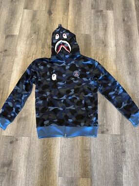 Bape Blue Black Camo Shark Full-Zip Hoodie
